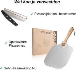 Pizzaschep – Inclusief Pizzasnijder – Opvouwbaar – Pizzaspatel – Pizza Schep – Taartschep – 30cm - Qwality 12 Pizzaschep – Inclusief Pizzasnijder – Opvouwbaar – Pizzaspatel – Pizza Schep – Taartschep – 30cm - Qwality -Kook Verkoop 1200x1095 1