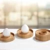 Merkloos FSC® Bamboe Houten - Eierdopjes Set Van 4 Stuks - Met Praktische Rand Voor Neerleggen Van De Eierschaal - Eierdoppen Set 4-Delig