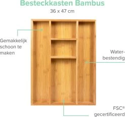 Coninx Bestekbak Bamboe 36CM Breed - Besteklade - Opbergbak - Duurzaam - Voor Laden Vanaf 47cm Diep -Kook Verkoop 1200x1118 5