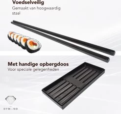 Dymund® Chopsticks - 5 Persoons Eetstokjes Set - Herbruikbaar - RVS - Zwart 10 Dymund® Chopsticks - 5 Persoons Eetstokjes Set - Herbruikbaar - RVS - Zwart -Kook Verkoop 1200x1125 4