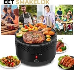 Ozocozy BBQ-ONE Houtskool Tafelbarbecue - Ø30 Cm- Zwart - Incl. Draagtas, Siliconen Bakkwast En RVS-Barbecuetang -Kook Verkoop 1200x1133 2