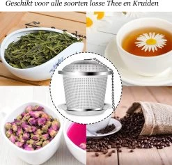 TeaLux 5-Delig RVS Theefilters Set Met Maatlepel En Lekbakjes En Knijper - Theezeef Voor Losse Thee En Kruiden - Tea InfuserStrainer Giftset - Verse Thee FilterZeef Cadeau Pakket - Kruidenbuiltje Ei Met Onderzetters - Geschenkset -Kook Verkoop 1200x1153 7
