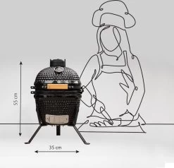 BluMill Kamado BBQ Egg - Kamado 13 Inch - Incl. Vlees Thermometer - Houtskoolbarbecues - Zwart - Ø 27cm -Kook Verkoop 1200x1156 2
