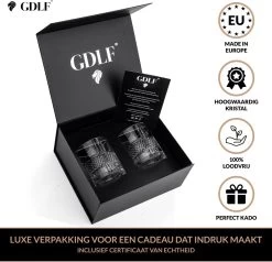 Kristal Superior Whiskey Glazen Set In Luxe Geschenkdoos By GDLF® - Whiskey Set - Hoogwaardig 100% Lood-Vrij Kristal - Made In Europa - Luxe Waterglazen - Gin Tonic Glazen - Cocktailglazen - Likeurglazen - Whisky Glazen - Cadeau Voor Man & Vrouw -Kook Verkoop 1200x1157 6