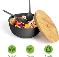 Smart Kitchen Grote Slakom Set Met Bamboe Deksel – Saladeschaal 25cm – Serveerschaal – Fruitschaal – Mengkom – Zwart -Kook Verkoop 1200x1170 8