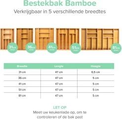 Bamboe Bestekbak Van Coninx 41x47cm | Besteklade | Bestekhouder | Opbergbak | Duurzaam | Voor Laden Van 47cm Diep -Kook Verkoop 1200x1172 4