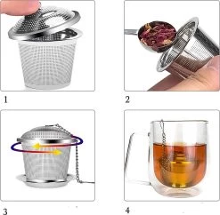 TeaLux 5-Delig RVS Theefilters Set Met Maatlepel En Lekbakjes En Knijper - Theezeef Voor Losse Thee En Kruiden - Tea InfuserStrainer Giftset - Verse Thee FilterZeef Cadeau Pakket - Kruidenbuiltje Ei Met Onderzetters - Geschenkset -Kook Verkoop 1200x1174 10