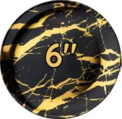 50 Marble Design Herbruikbare Feest Borden 6" - Goud En Zwart Premium Borden - Verjaardag, Feesten, Bbq Enz - Wegwerp Ronde Borden