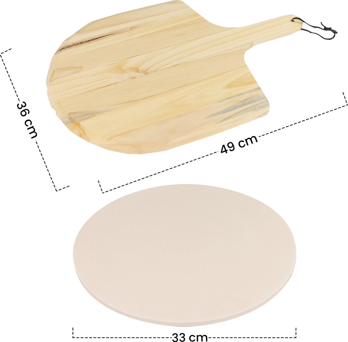 MaxxHome Pizzasteen - BBQ Steen - Maximum Te Verhitten Tot 600 Graden - ⌀33 - Incl. Houten Schep 9 MaxxHome Pizzasteen - BBQ Steen - Maximum Te Verhitten Tot 600 Graden - ⌀33 - Incl. Houten Schep - Afbeelding 7