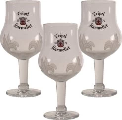 Tripel Karmeliet Bierglas - 33cl (Set Van 3) - Origineel Glas Van De Brouwerij - Glas Op Voet - Nieuw