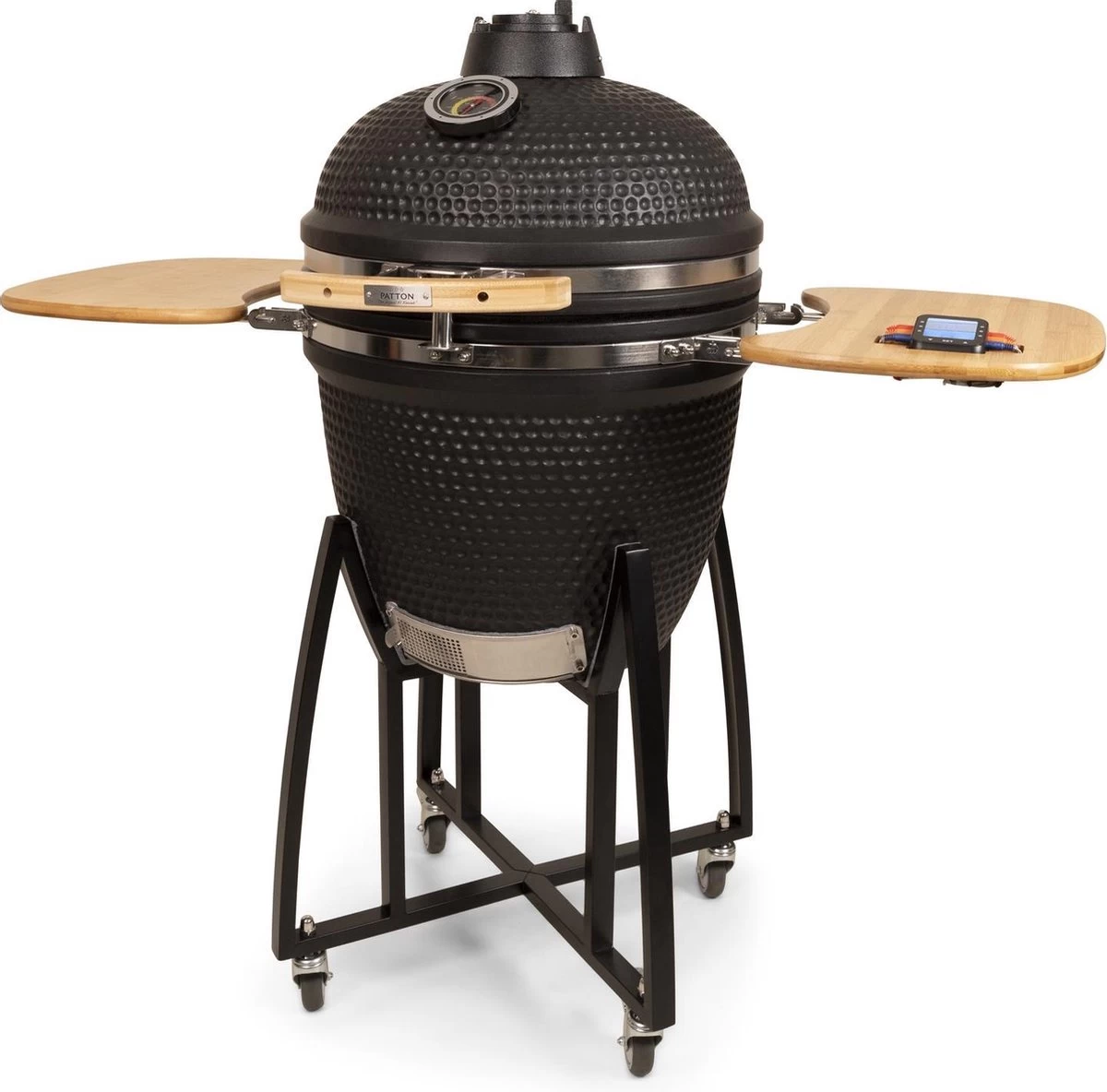 Patton - Kamado 21" - Premium Black - Keramische Barbecue - Incl. Bluetooth Kerntemperatuurmeter - LED Verlichting - Large - Compleet - Zwart 7 Patton - Kamado 21" - Premium Black - Keramische Barbecue - Incl. Bluetooth Kerntemperatuurmeter - LED Verlichting - Large - Compleet - Zwart - Afbeelding 5