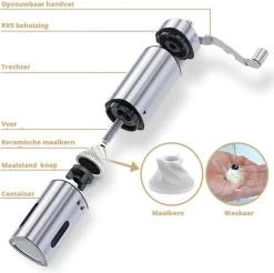 Comes In Handy - Koffiemolen Handmatig - Keramische Kern - Roestvrijstaal - Instelbare Maalgraad -Kook Verkoop 1200x1193 10