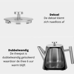 Castagnola Theepot Met Filter – Theekan – Theepot Dubbelwandig – Theepot Roestvrijstaal – Hoogwaardig RVS – 1 Liter – 5 Kopjes Thee – Zilver 12 Castagnola Theepot Met Filter – Theekan – Theepot Dubbelwandig – Theepot Roestvrijstaal – Hoogwaardig RVS – 1 Liter – 5 Kopjes Thee – Zilver -Kook Verkoop 1200x1195 11