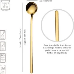 House Of Husk® Lange Theelepels Set - Latte Macchiato Lepels - Koffielepels - Theelepeltjes - RVS - 17cm - 6 Stuks - Goud -Kook Verkoop 1200x1197 29