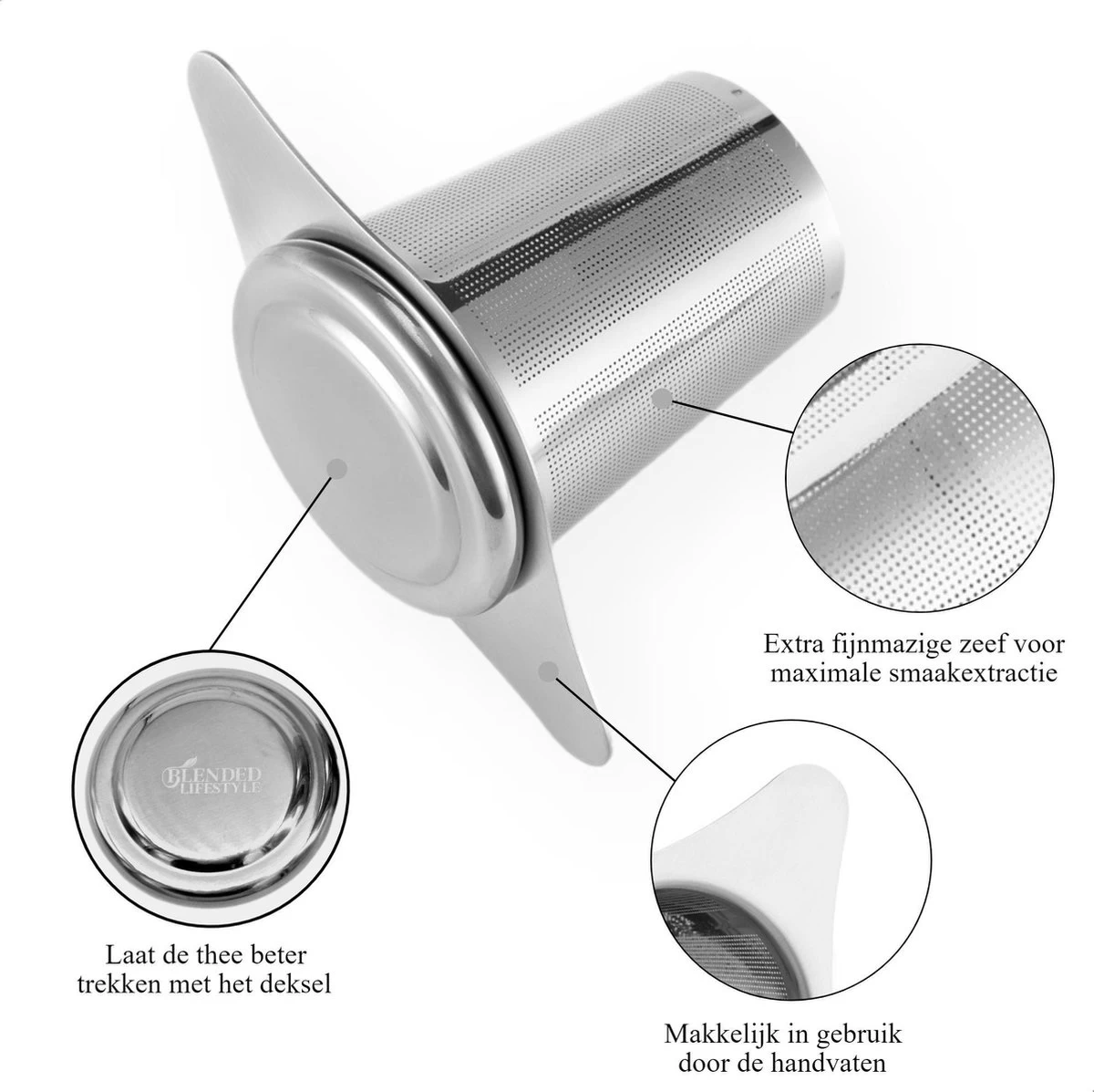 Theezeef Met Handvat Inclusief Lekplaatje En Kruiden Knijper - Thee Ei Voor Losse Thee - Theefilter Voor Losse Thee - Thee Infuser 4 Theezeef Met Handvat Inclusief Lekplaatje En Kruiden Knijper - Thee Ei Voor Losse Thee - Theefilter Voor Losse Thee - Thee Infuser - Afbeelding 2