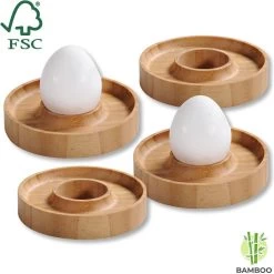 Merkloos FSC® Bamboe Houten - Eierdopjes Set Van 4 Stuks - Met Praktische Rand Voor Neerleggen Van De Eierschaal - Eierdoppen Set 4-Delig -Kook Verkoop 1200x1198 24