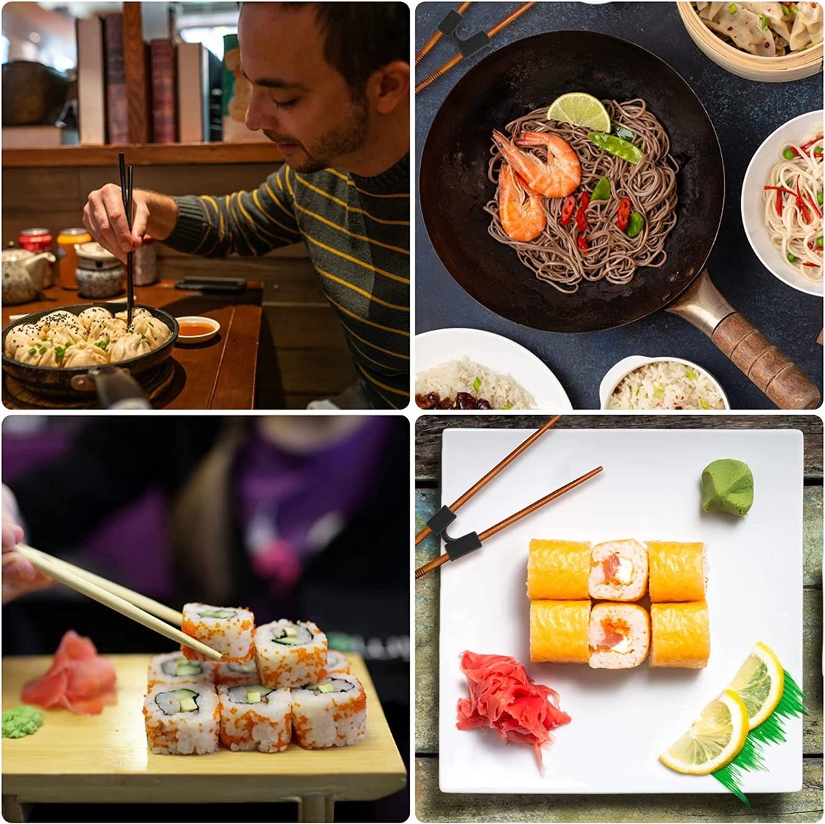 Merkloos 5 Stuks Handige Eetstokjes Houder - Sushi Servies - Herbruikbare Stokjes - Duurzaam - Chopstick Trainers Hulpstuk - Zwart Chopsticks Helper Kinderen 6 Merkloos 5 Stuks Handige Eetstokjes Houder - Sushi Servies - Herbruikbare Stokjes - Duurzaam - Chopstick Trainers Hulpstuk - Zwart Chopsticks Helper Kinderen - Afbeelding 4