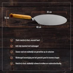 Inpro Pizzaschep RVS - Rond - Voor BBQ En Oven - Pizzaspatel - Taartschep - Houten Handvat - BBQ Gereedschap - Keukengerei - 30 Cm Diameter - Spatel -Kook Verkoop 1200x1200 104