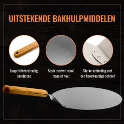 Inpro Pizzaschep RVS - Rond - Voor BBQ En Oven - Pizzaspatel - Taartschep - Houten Handvat - BBQ Gereedschap - Keukengerei - 30 Cm Diameter - Spatel -Kook Verkoop 1200x1200 105