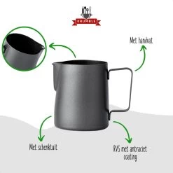 Krumble Melkkannetje 300ml / RVS Melkopschuimkan / Melkkan / Antraciet - Zwart -Kook Verkoop 1200x1200 1050