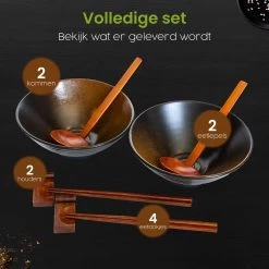Greenwill Noodle Kom Set – Luxe Japans Servies Voor 2 Personen – Duurzame Keramieke Soepkommen – Inclusief Chopsticks Eetlepels En Houders -Kook Verkoop 1200x1200 1086