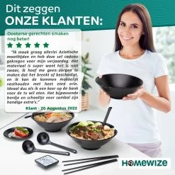 Homewize Ramen Bowl 3x - Set 14-delig - Noodle Kom Set Met Soeplepels & Eetstokjes - Sterk & Vaatwasserbestendig Japans Melamine Servies - Stijlvolle Noodle Bowl Set Voor 3 Personen - Duurzaam Cadeau -Kook Verkoop 1200x1200 1100