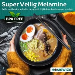 Homewize Ramen Bowl 3x - Set 14-delig - Noodle Kom Set Met Soeplepels & Eetstokjes - Sterk & Vaatwasserbestendig Japans Melamine Servies - Stijlvolle Noodle Bowl Set Voor 3 Personen - Duurzaam Cadeau -Kook Verkoop 1200x1200 1101