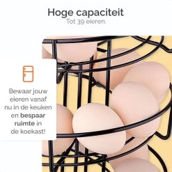 Goliving Eierrek - Eierhouder - Eiermand - Eieren Bewaren - Draaibaar - Ruimtebesparend - RVS - Zwart -Kook Verkoop 1200x1200 1142