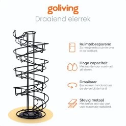Goliving Eierrek - Eierhouder - Eiermand - Eieren Bewaren - Draaibaar - Ruimtebesparend - RVS - Zwart -Kook Verkoop 1200x1200 1144