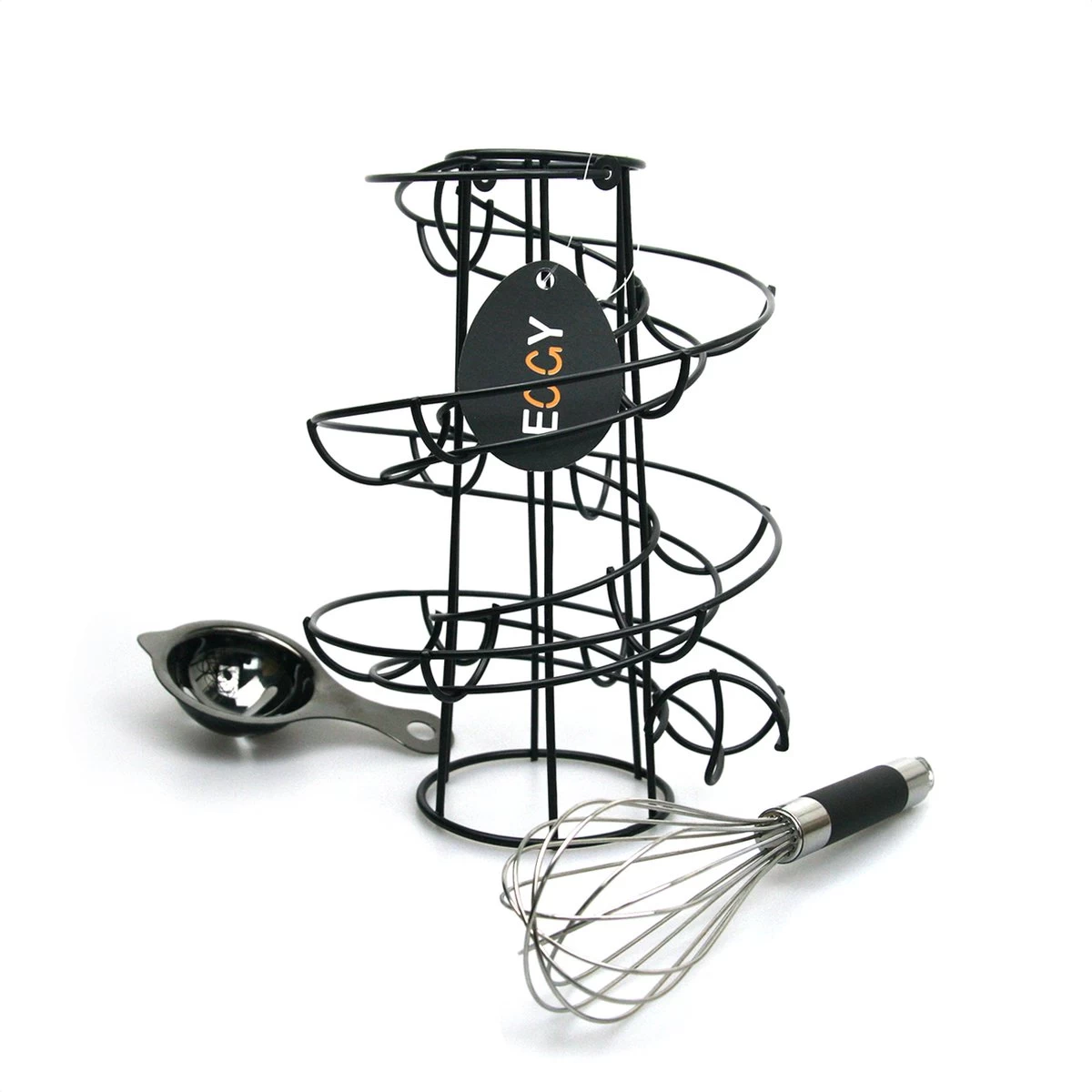 EGGY - Eierhouder - Eierrek Metaal Zwart - Eierrekje - Eierdoos - Eiermand - Eierschaal - Eieren Bewaren Incl. Garde En Eierscheider 3 EGGY - Eierhouder - Eierrek Metaal Zwart - Eierrekje - Eierdoos - Eiermand - Eierschaal - Eieren Bewaren Incl. Garde En Eierscheider