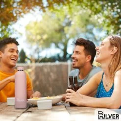 Pulver - RVS Thermosfles / Drinkfles – BPA Vrij – 750 Ml - Waterfles Met Draaidop – Drinkfles – Dubbele Isolatie - Rubberen Coating- Licht Roze -Kook Verkoop 1200x1200 1197