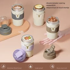 Floraweg Cup - Drinkbeker To GO- Lekvrij Dubbelwandig ,RVS 316, Thermosbeker Koffiebeker- Koffie En Thee - 400ml Zwart -Kook Verkoop 1200x1200 1274