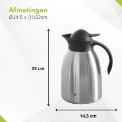 Hendi Thermoskan 1,5 Liter - Isoleerkan Met Drukknop - Zwart - Ø14,5x(H)23cm -Kook Verkoop 1200x1200 1290