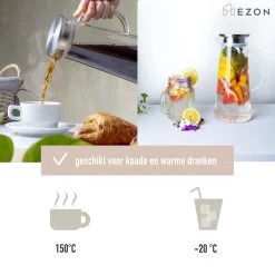 MÊZON® Schenkkan - Glazen Waterkan - Waterkaraf Voor Fruitwater - Multifunctionele Decanteer Karaf - Kan Met Deksel - 1.5L Capaciteit -Kook Verkoop 1200x1200 1333