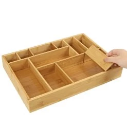 Merkloos Decopatent® Bestekbak - Lade Organizer - Besteklade - Bamboe - Hout - Bestek Bak Organizer Houder Voor Keukenla - Bestekcassette -Kook Verkoop 1200x1200 1337