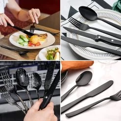 Deleca 6 Persoons Bestekset (36-delig) - Lepels, Messen, Vorken & Steakmessen - Vaatwasserbestendig - Zwart / RVS -Kook Verkoop 1200x1200 1389