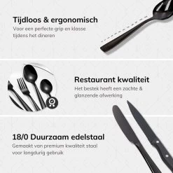 Deleca 6 Persoons Bestekset (36-delig) - Lepels, Messen, Vorken & Steakmessen - Vaatwasserbestendig - Zwart / RVS -Kook Verkoop 1200x1200 1391