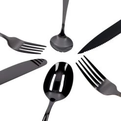 Deleca 6 Persoons Bestekset (36-delig) - Lepels, Messen, Vorken & Steakmessen - Vaatwasserbestendig - Zwart / RVS -Kook Verkoop 1200x1200 1392