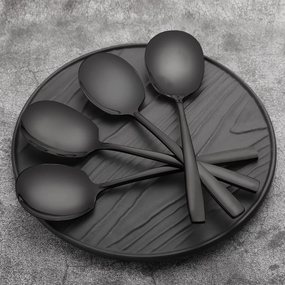 House Of Husk® Opscheplepel Set - Zwart - Serveerlepel - Groetelepel - Aardappellepel - 21cm - RVS - 4 Stuks 5 House Of Husk® Opscheplepel Set - Zwart - Serveerlepel - Groetelepel - Aardappellepel - 21cm - RVS - 4 Stuks - Afbeelding 3