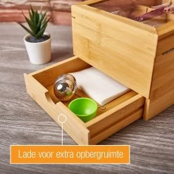 Amazy Theedoos Bamboe Extra Groot Met Lade En Theeplank - Thee Opslag Voor Theezakjes, Organizer Houten Doos Met Theekist, Theedozen Met 8 Verstelbare Verdelers, Opbergdoos -Kook Verkoop 1200x1200 1613