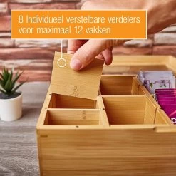 Amazy Theedoos Bamboe Extra Groot Met Lade En Theeplank - Thee Opslag Voor Theezakjes, Organizer Houten Doos Met Theekist, Theedozen Met 8 Verstelbare Verdelers, Opbergdoos -Kook Verkoop 1200x1200 1615