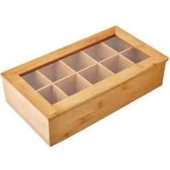 Merkloos FSC® Bamboe Theedoos Met 10 Vakken - Theekist Bamboe Hout - Met Deksel En Venster - Thee Doos - Thea Box - Afm. 36 X 20 X 9 Cm -Kook Verkoop 1200x1200 1617