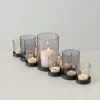 Theelichthouder Zwart Metaal / Glas. Set Van 9