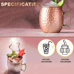 Toivo Moscow Mule Bekers Deluxe 2 Stuks - Brons - 500 Ml - Inclusief RVS Rietjes - Cocktailglas - Bekers -Kook Verkoop 1200x1200 1839