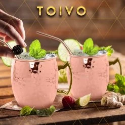 Toivo Moscow Mule Bekers Deluxe 2 Stuks - Brons - 500 Ml - Inclusief RVS Rietjes - Cocktailglas - Bekers -Kook Verkoop 1200x1200 1841