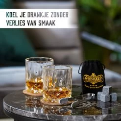 Whisiskey Luxe Whiskey Set - Incl. 2 Whiskey Glazen, 8 Whiskey Stones, 2 Onderzetters, Fluwelen Opbergzak, Opbergbox - Whisky Geschenkdoos - Glas - Herbruikbare IJsblokjes - Cadeau Voor Man & Vrouw -Kook Verkoop 1200x1200 1857