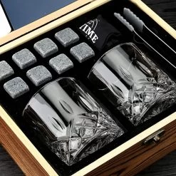 Olvy Whiskey Set Met 2 Whiskey Glazen En 8 Whiskey Stones - Incl. Opbergzakje, Onderzetters En Tang - Cadeauset - Luxe Whisky Set - Whiskey Glazen - Gift Set -Kook Verkoop 1200x1200 1891