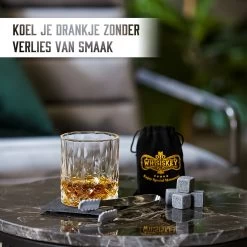 Whisiskey Luxe Whiskey Set - Incl. Whiskey Glas, 4 Whiskey Stones, Onderzetter, Ijstang, Fluwelen Opbergzak, Opbergbox - Whisky Geschenkdoos - Accessoires - Herbruikbare IJsblokjes - Cadeau Voor Man & Vrouw -Kook Verkoop 1200x1200 1911