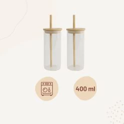 Orange85 Drinkglazen - Met Bamboo Deksel En Rietje - 2 Stuks - 400 Ml - Waterglazen -Kook Verkoop 1200x1200 1934