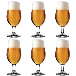 Libbey Munique Bierglas - 260 Ml / 26 Cl - Set Van 6 - Op Voet - Functioneel Design - Hoge Kwaliteit
